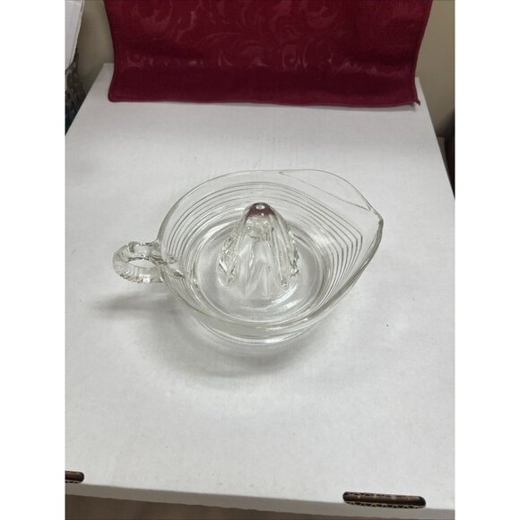 Vintage Anchor Hocking Large Clear Glass Handled Juicer Fruit Reamer Pedestal - Picture 5 of 11